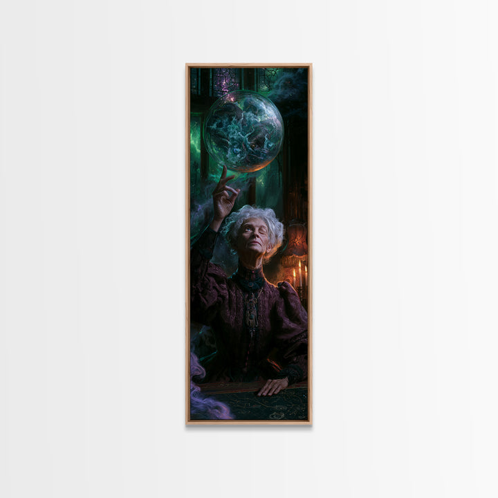 The Oracle Of The Glass Depths, Victorian Gothic Art, Tall Narrow Wall Art, Canvas Print, Gothic Wall Decor, Halloween Portrait Art