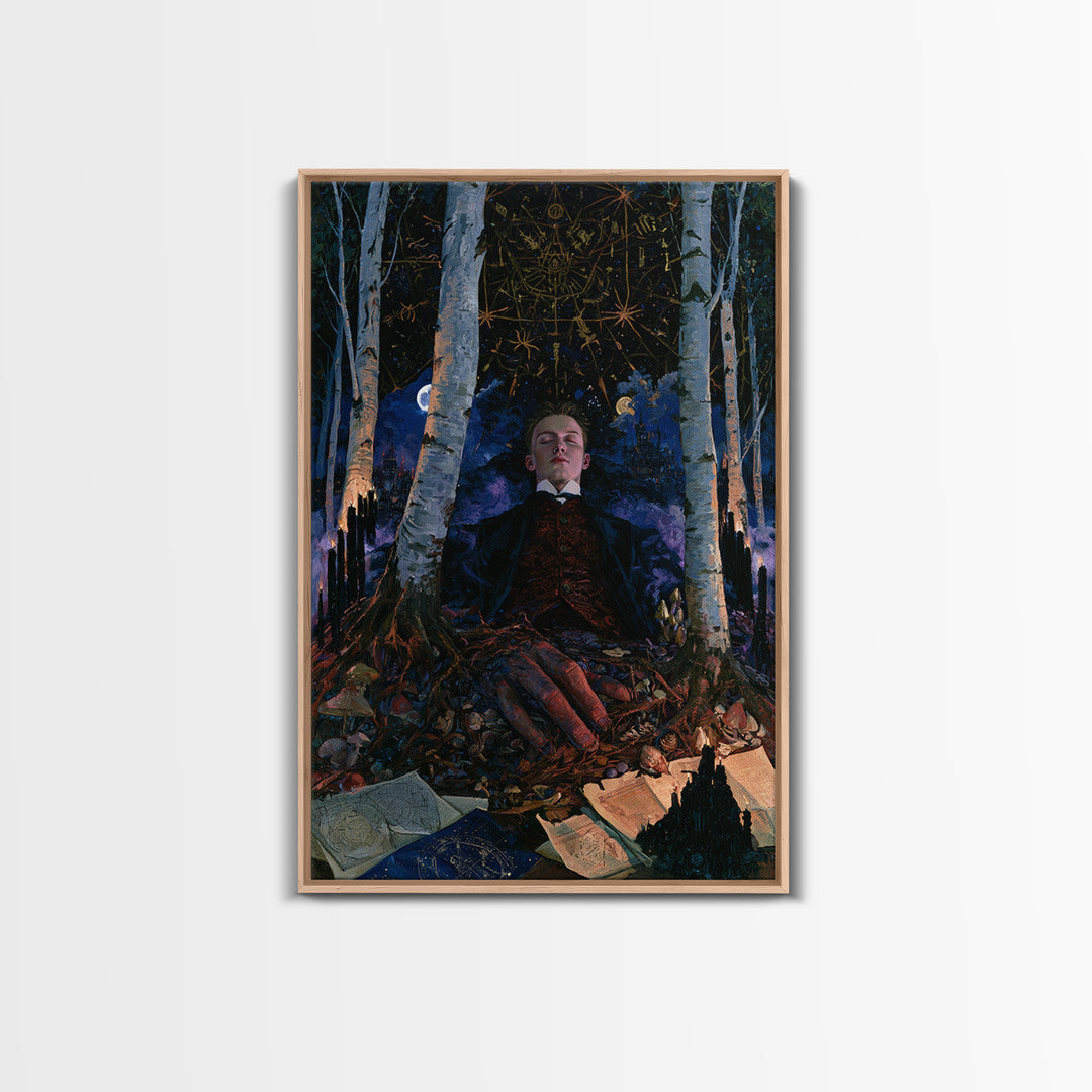 The Sleeper In The Birch Grove, Antique Gothic Portrait, Vertical Wall Art, Canvas Print, Gothic Wall Decor, Halloween Portrait Art