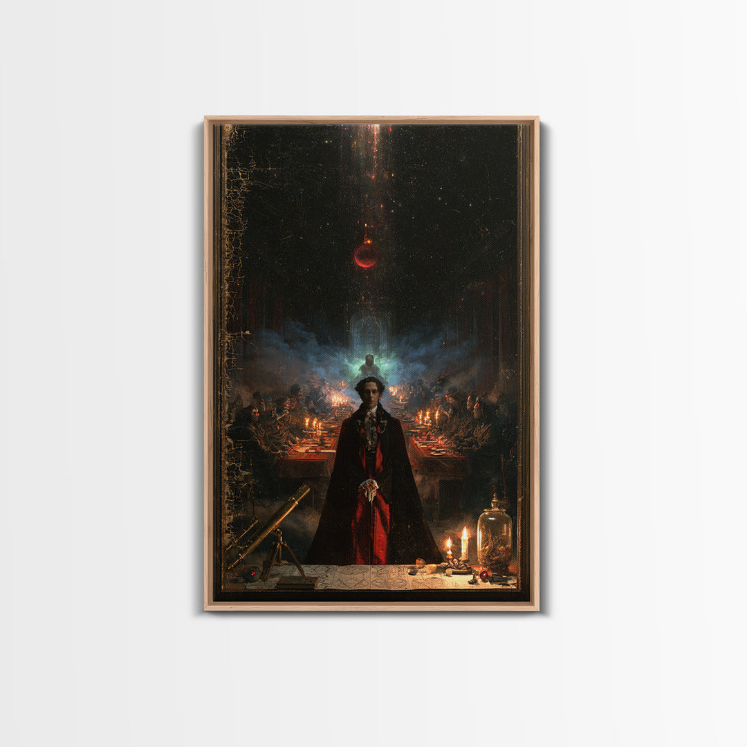 The Feast Of The Pale Cult, Victorian Gothic Art, Vertical Wall Art, Framed Canvas Print, Gothic Wall Decor, Halloween Portrait Art