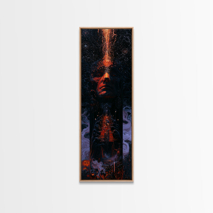 The Feast Of The Pale Cult, Dark Academia Wall Art, Tall Narrow Wall Art, Framed Canvas Print, Gothic Wall Decor, Halloween Portrait Art