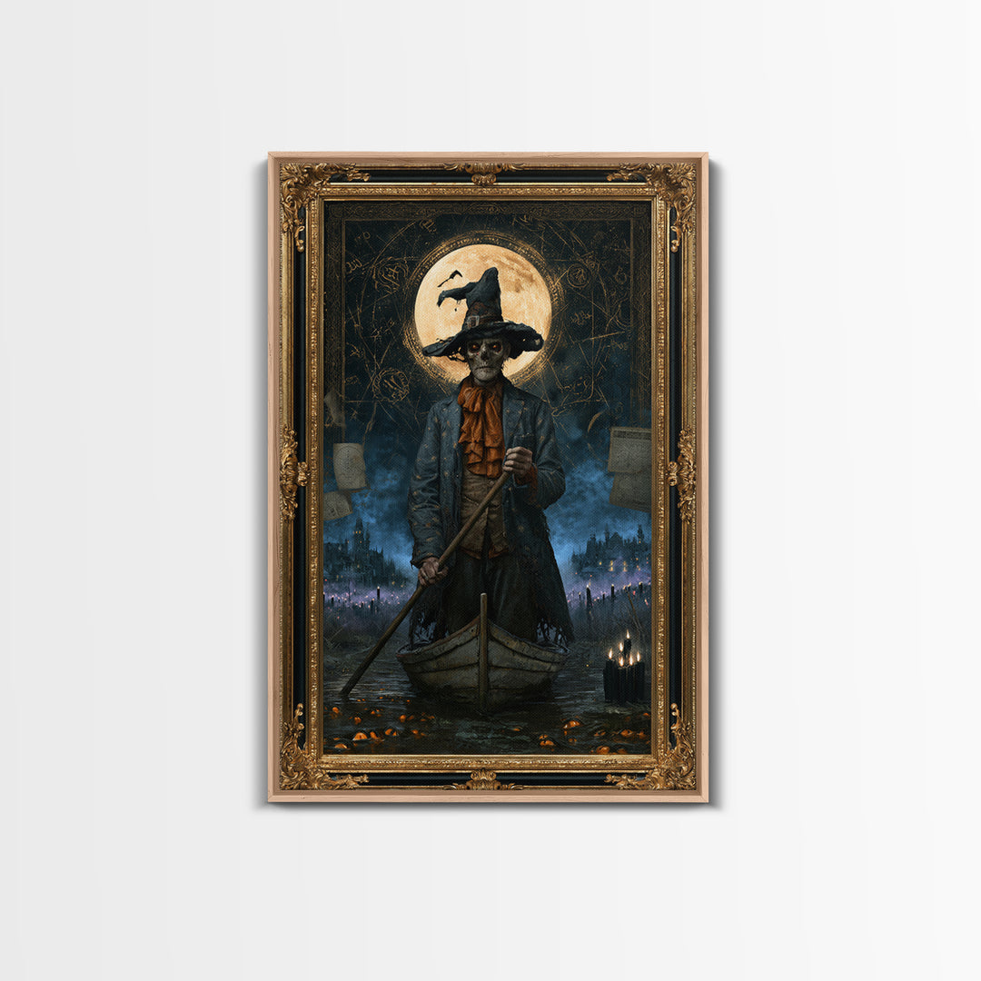 The Ferryman Of The Outer Marsh, Victorian Gothic Art, Vertical Wall Art, Canvas Print, Gothic Wall Decor, Halloween Portrait Art