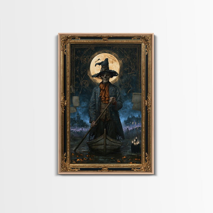 The Ferryman Of The Outer Marsh, Victorian Gothic Art, Vertical Wall Art, Canvas Print, Gothic Wall Decor, Halloween Portrait Art