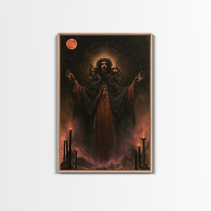 The Crown Of The Tentacled Saint, Victorian Cosmic Horror, Vertical Wall Art, Framed Canvas Print, Gothic Wall Decor, Halloween Portrait Art