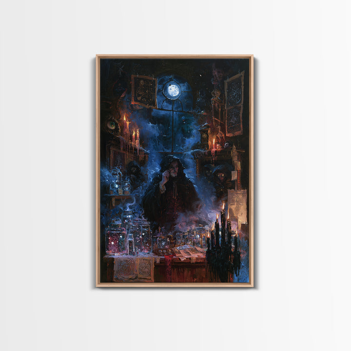 The Lantern Market Beyond The Veil, Dark Academia Wall Art, Vertical Wall Art, Framed Canvas Print, Gothic Wall Decor, Dark Fantasy Art