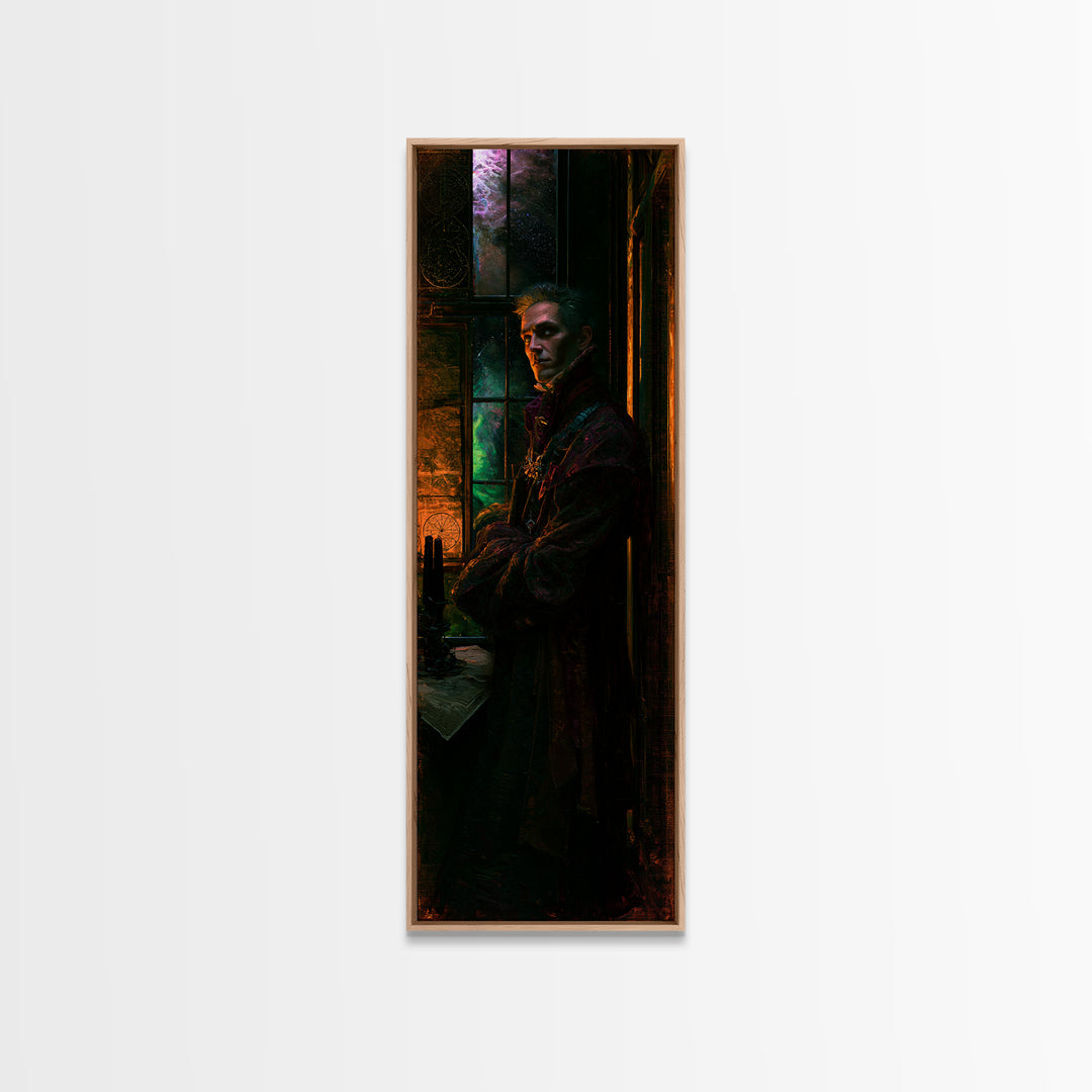 The Thirteenth Door Of Arkham House, Victorian Cosmic Horror, Tall Narrow Wall Art, Framed Canvas Print, Gothic Wall Decor