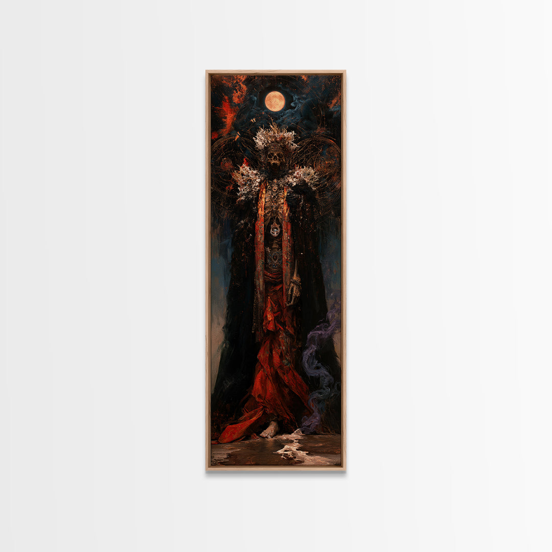 The Salt King Of The Black Shore, Antique Gothic Portrait, Tall Narrow Wall Art, Framed Canvas Print, Gothic Wall Decor, Halloween Wall Art