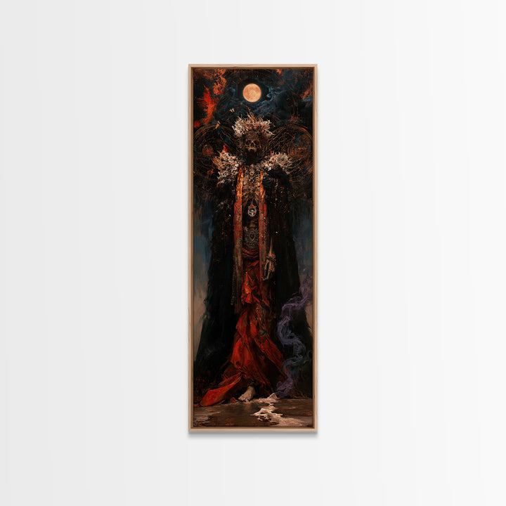 The Salt King Of The Black Shore, Antique Gothic Portrait, Tall Narrow Wall Art, Framed Canvas Print, Gothic Wall Decor, Halloween Wall Art