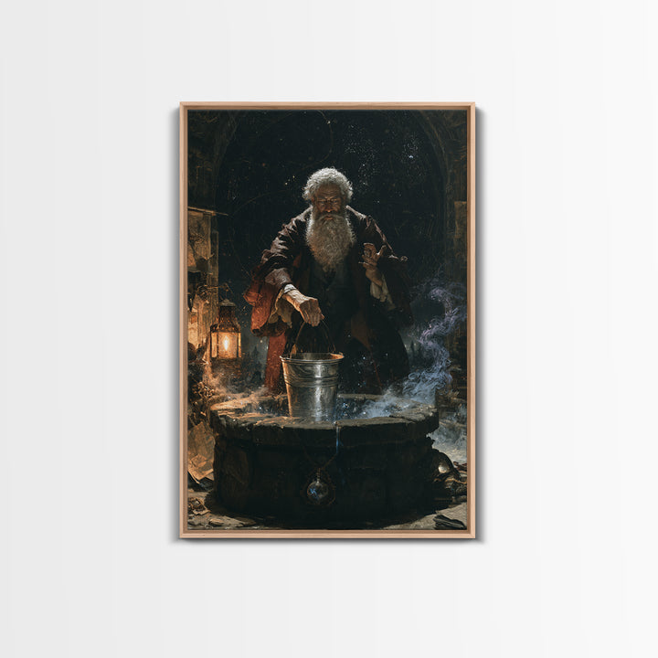 The Dreamwell Beneath Miskatonic, Victorian Horror Portrait, Vertical Wall Art, Framed Canvas Print, Gothic Wall Decor, Halloween Wall Art