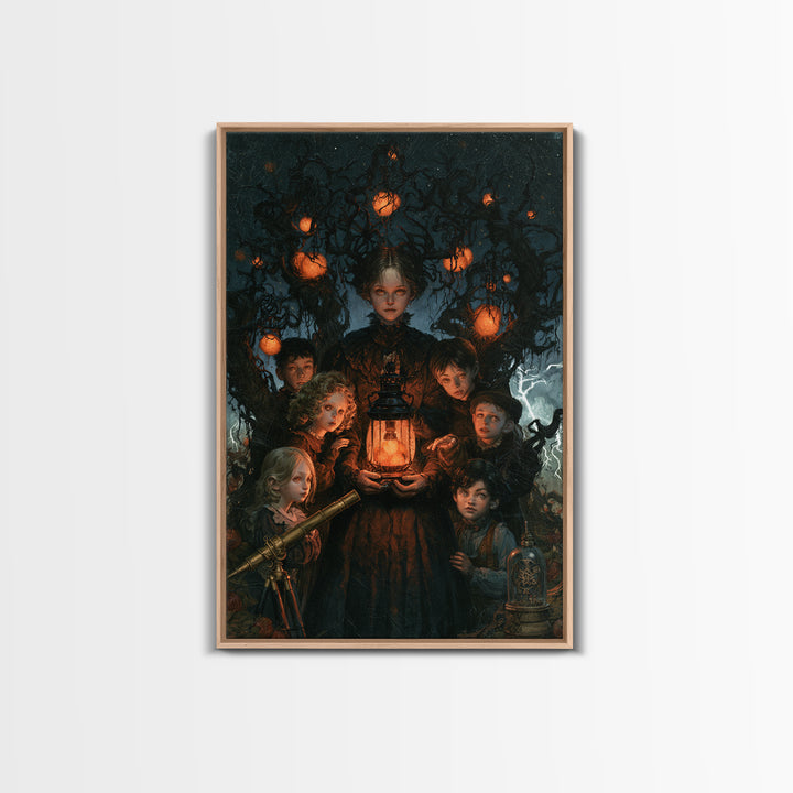 The Children Of The Star Orchard, Antique Gothic Portrait, Vertical Wall Art, Canvas Print, Gothic Wall Decor, Halloween Portrait Art