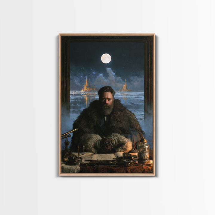 The Frost Beyond Carcosa, Lovecraftian Portrait Art, Vertical Wall Art, Framed Canvas Print, Gothic Wall Decor, Halloween Portrait Art