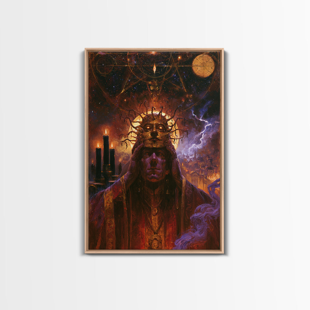 The Mask Of The Crawling God, Victorian Gothic Art, Vertical Wall Art, Framed Canvas Print, Gothic Wall Decor, Halloween Portrait Art