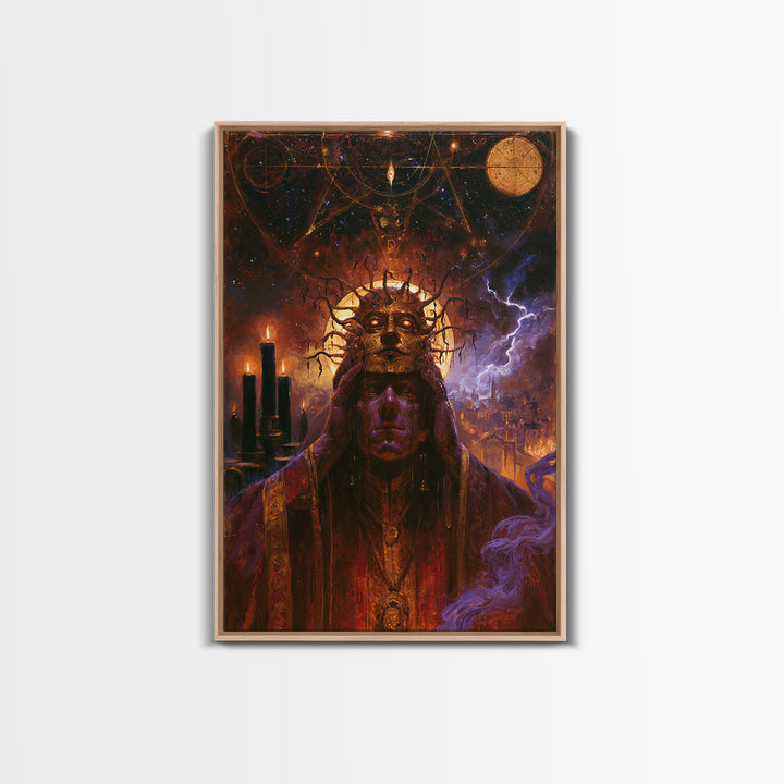 The Mask Of The Crawling God, Victorian Gothic Art, Vertical Wall Art, Framed Canvas Print, Gothic Wall Decor, Halloween Portrait Art