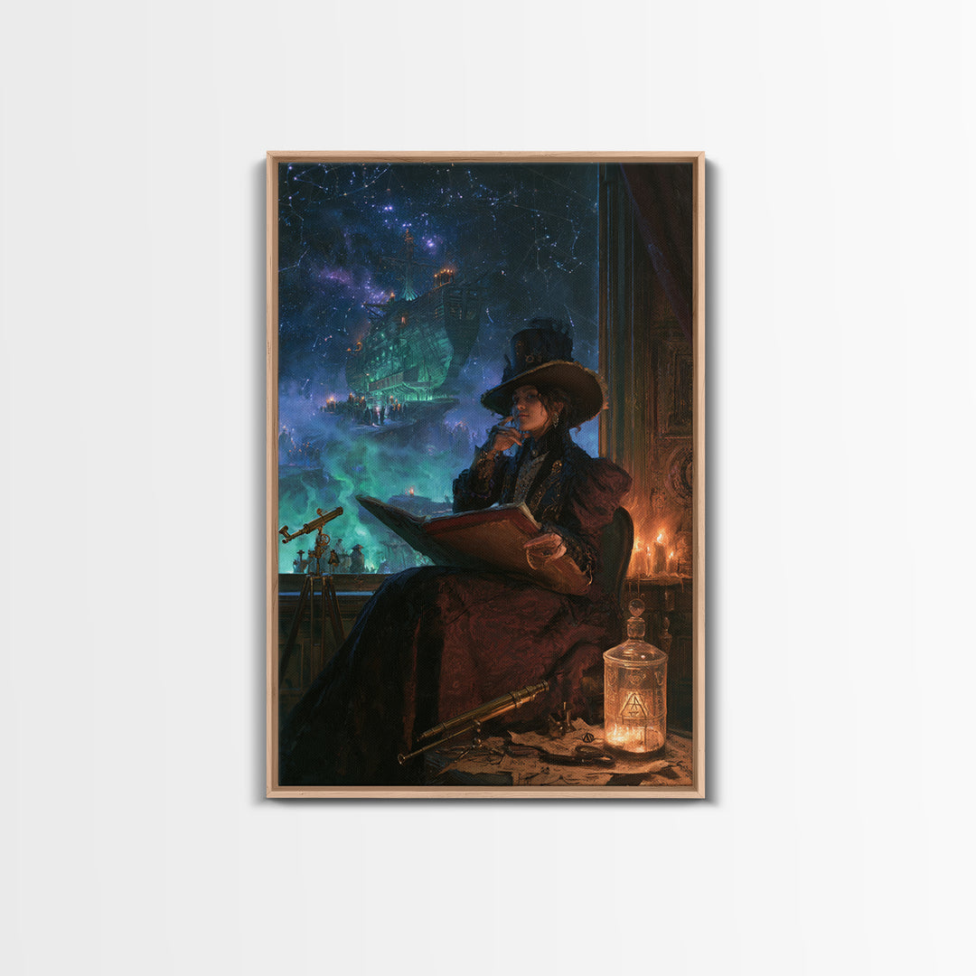 The Candelit Ark Of Forgotten Stars, Victorian Gothic Art, Vertical Wall Art, Canvas Print, Gothic Wall Decor, Halloween Portrait Art