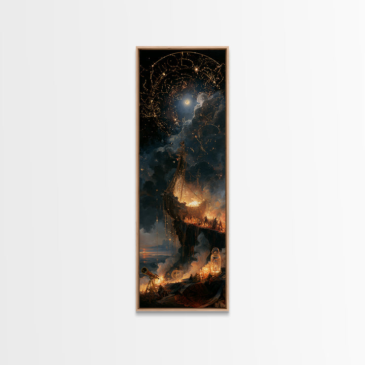 The Candelit Ark Of Forgotten Stars, Victorian Horror Portrait, Tall Narrow Wall Art, Framed Canvas Print, Gothic Wall Decor