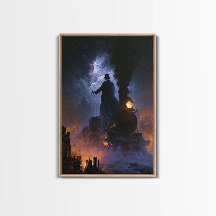 The Phantom Train To Kadath, Dark Academia Wall Art, Vertical Wall Art, Canvas Print, Gothic Wall Decor, Halloween Portrait Art