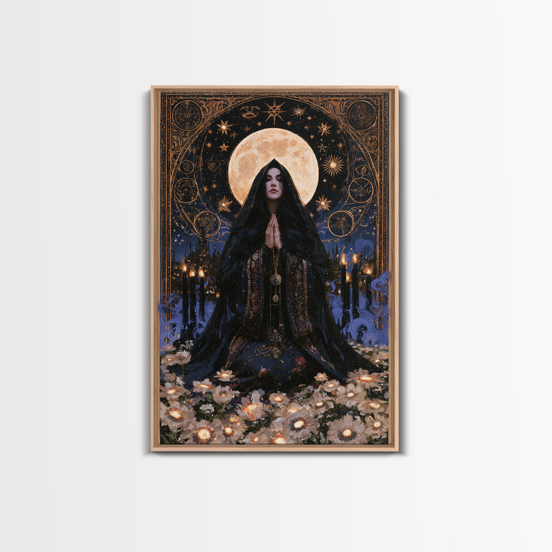 The Garden Of The Eyeless Moon, Lovecraftian Portrait Art, Vertical Wall Art, Framed Canvas Print, Gothic Wall Decor, Halloween Portrait Art