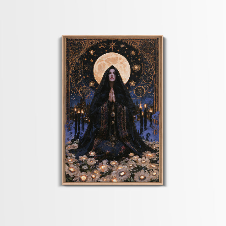 The Garden Of The Eyeless Moon, Lovecraftian Portrait Art, Vertical Wall Art, Framed Canvas Print, Gothic Wall Decor, Halloween Portrait Art