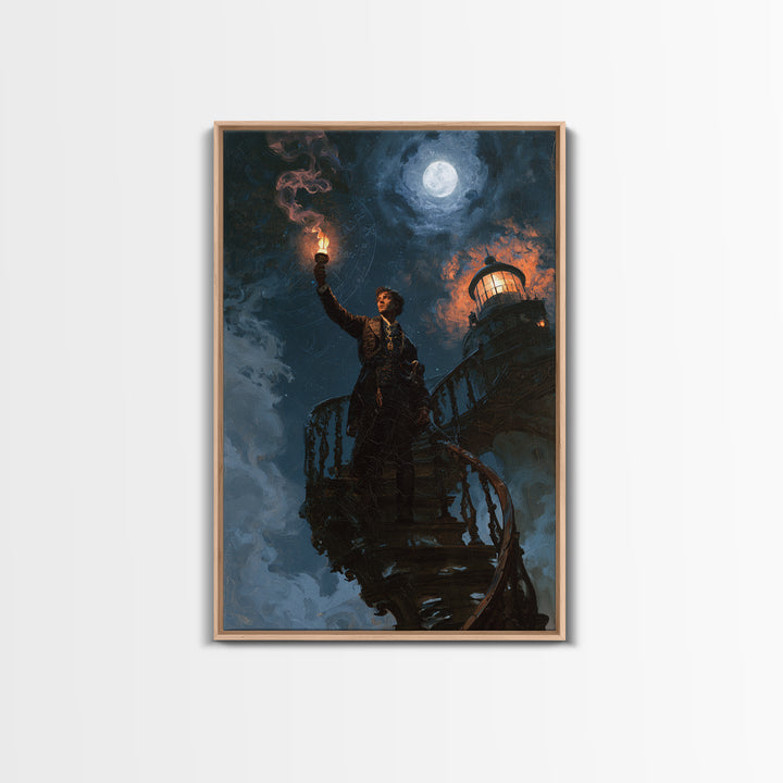 The Last Lighthouse Of Y’Ha-Nthlei, Victorian Horror Portrait, Vertical Wall Art, Canvas Print, Gothic Wall Decor, Halloween Portrait Art