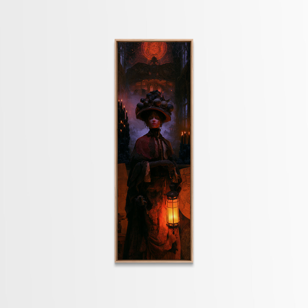 The Carousel Of Sleeping Planets, Victorian Cosmic Horror, Tall Narrow Wall Art, Canvas Print, Gothic Wall Decor, Halloween Portrait Art
