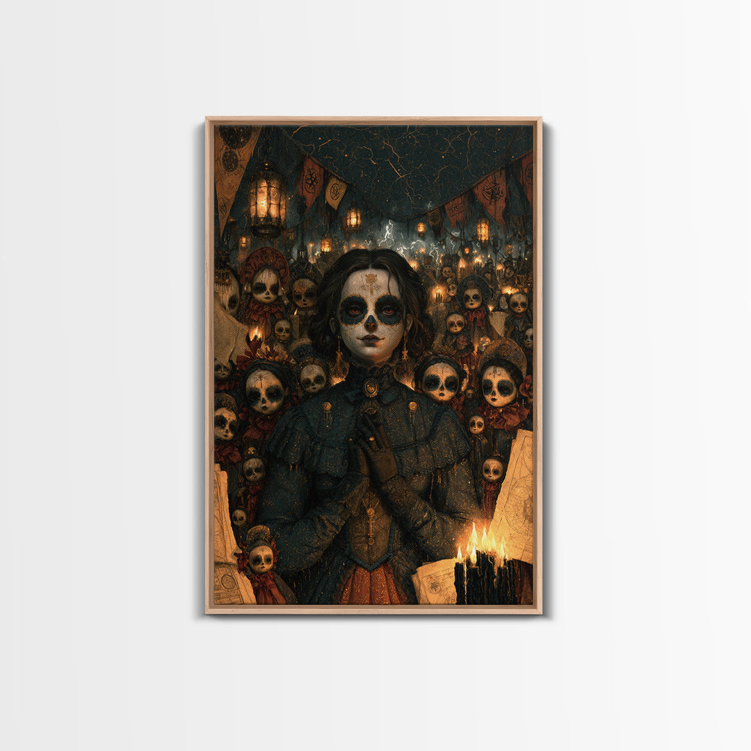 The Festival Of The Little Old Ones, Macabre Victorian Decor, Vertical Wall Art, Framed Canvas Print, Gothic Wall Decor, Gothic Home Decor