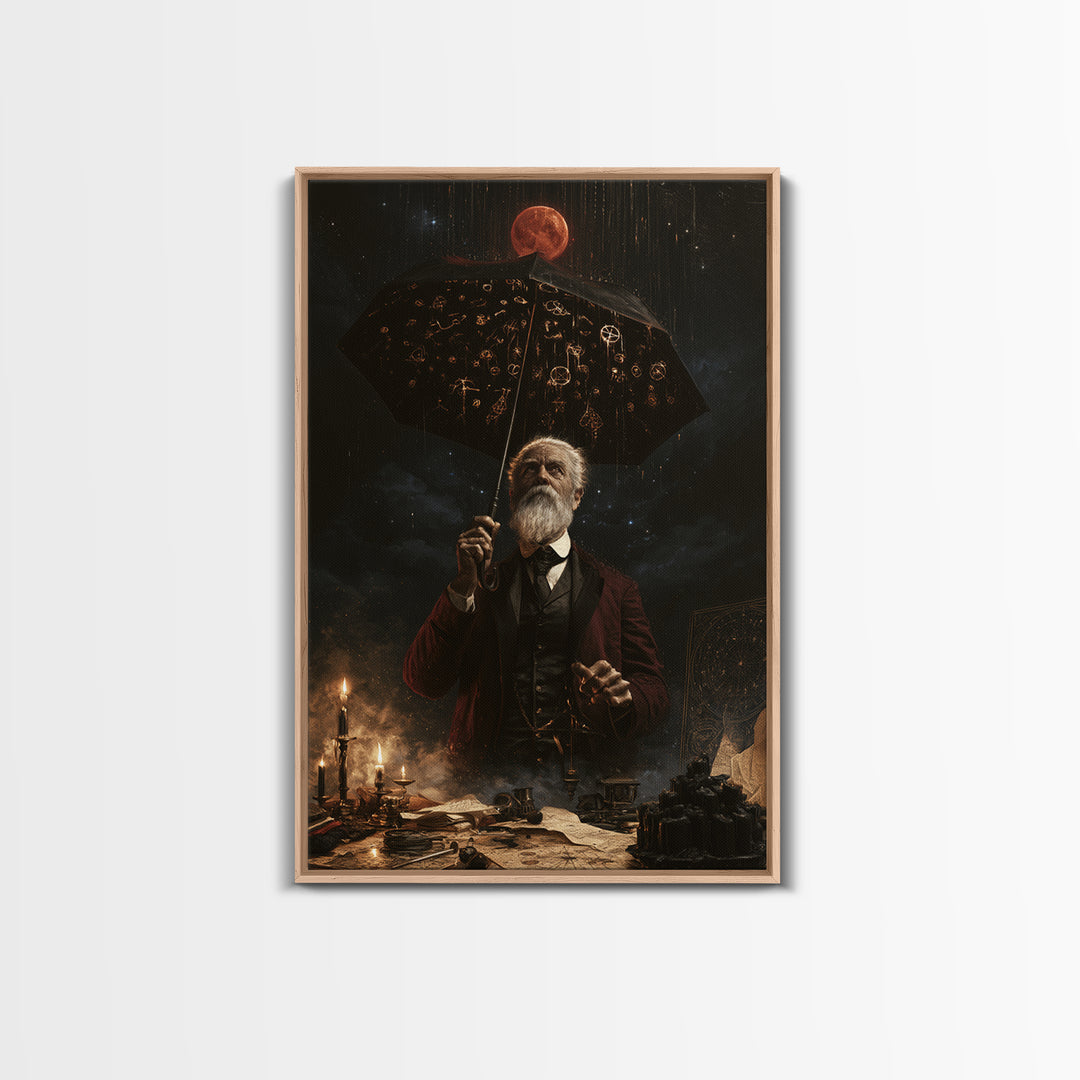 The Umbrella Of The Outer Rain, Dark Academia Wall Art, Vertical Wall Art, Canvas Print, Gothic Wall Decor, Halloween Portrait Art