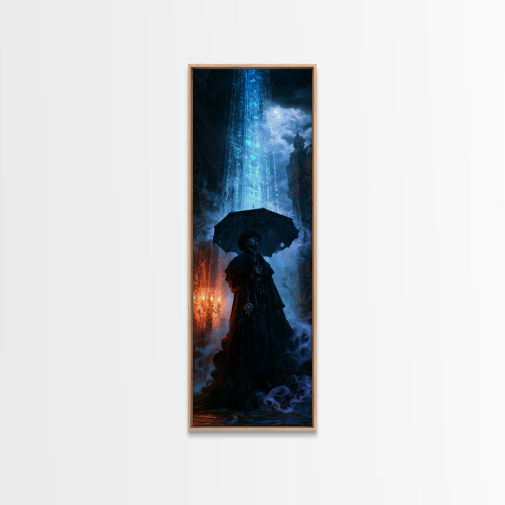 The Umbrella Of The Outer Rain, Victorian Cosmic Horror, Tall Narrow Wall Art, Canvas Print, Gothic Wall Decor, Halloween Portrait Art