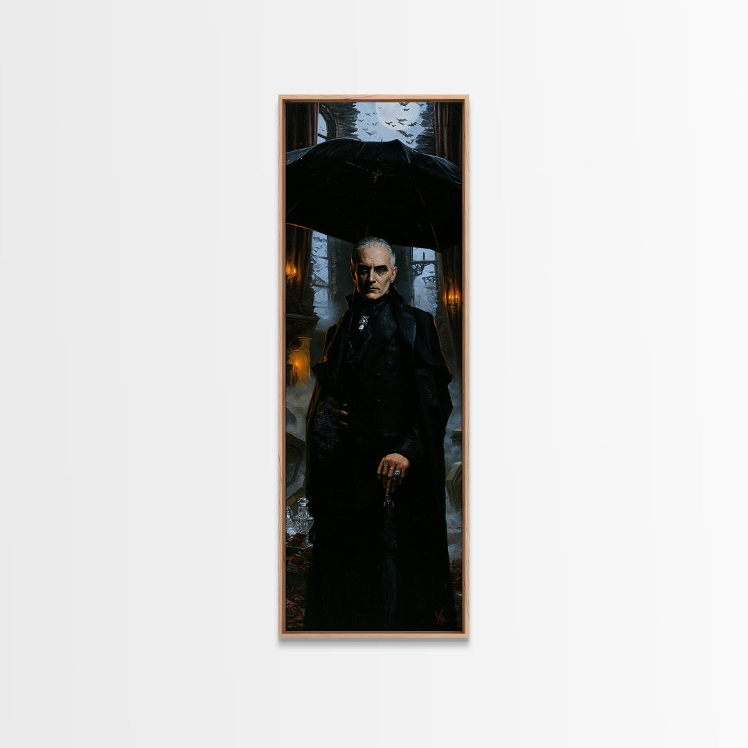 The Cemetery Gentleman, Victorian Vampire Portrait, Tall Narrow Canvas Print, Macabre Home Decor, Spooky Season Decor, Classic Monster Art