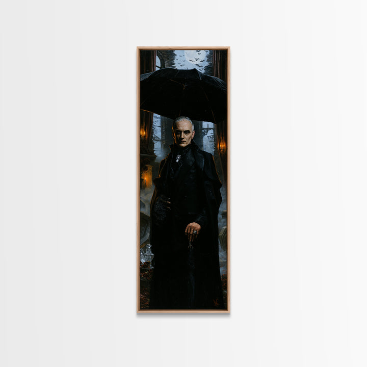 The Cemetery Gentleman, Victorian Vampire Portrait, Tall Narrow Canvas Print, Macabre Home Decor, Spooky Season Decor, Classic Monster Art