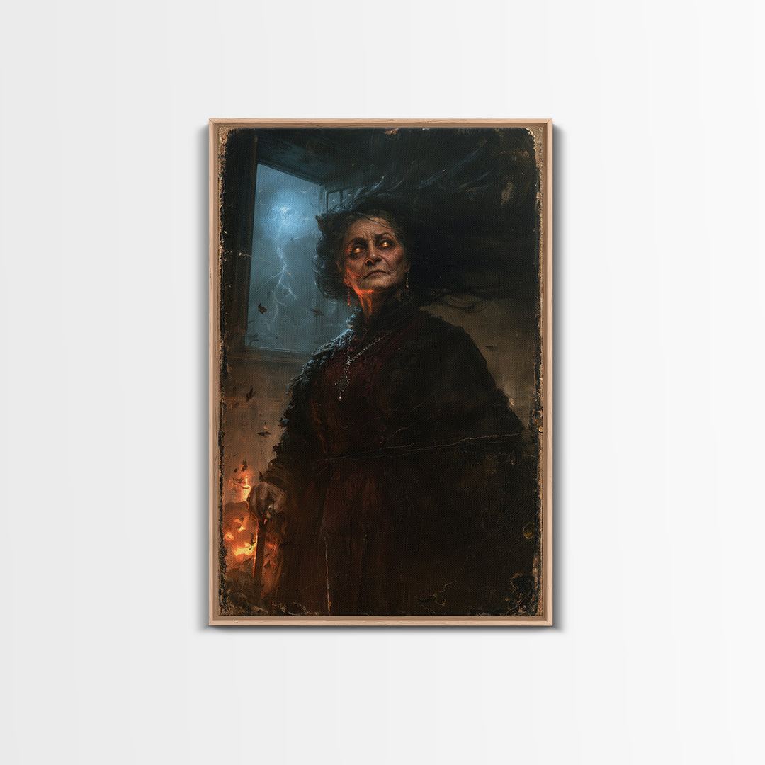 The Widow Of The Full Moon, Victorian Werewolf Portrait, Vertical Canvas Print, Gothic Home Decor, Gothic Wall Decor, Classic Monster Art