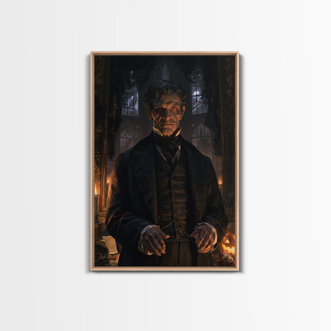 The Parish Beast, Victorian Werewolf Portrait, Vertical Canvas Print, Dark Academia Decor, Canvas Print, Classic Monster Art