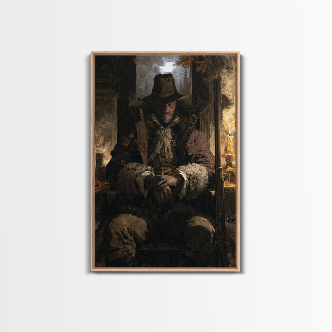 The Midnight Gamekeeper, Victorian Werewolf Portrait, Vertical Canvas Print, Antique Style Decor, Classic Monster Art