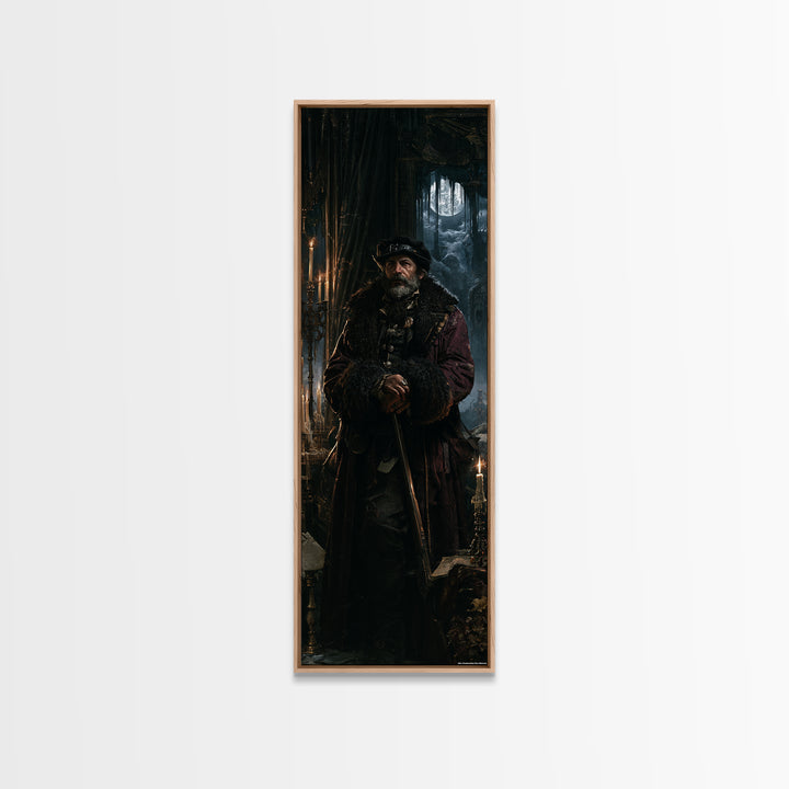 The Midnight Gamekeeper, Victorian Werewolf Portrait, Tall Narrow Canvas Print, Antique Style Decor, Gothic Wall Decor, Classic Monster Art