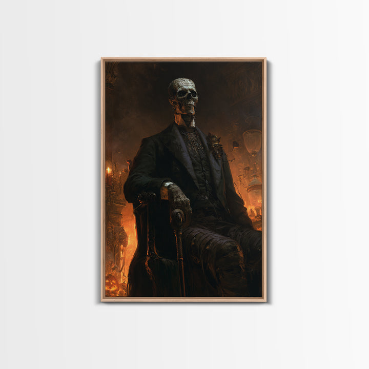 The Tomb Gentleman, Victorian Mummy Portrait, Vertical Canvas Print, Antique Style Decor, Halloween Portrait Art, Classic Monster Art