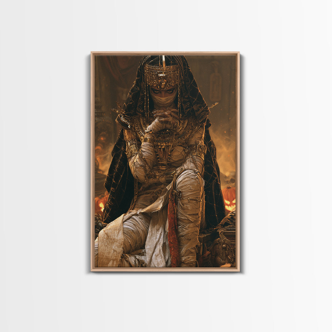 The Scarab Priestess, Victorian Mummy Portrait, Vertical Canvas Print, Macabre Home Decor, Spooky Season Decor, Classic Monster Art
