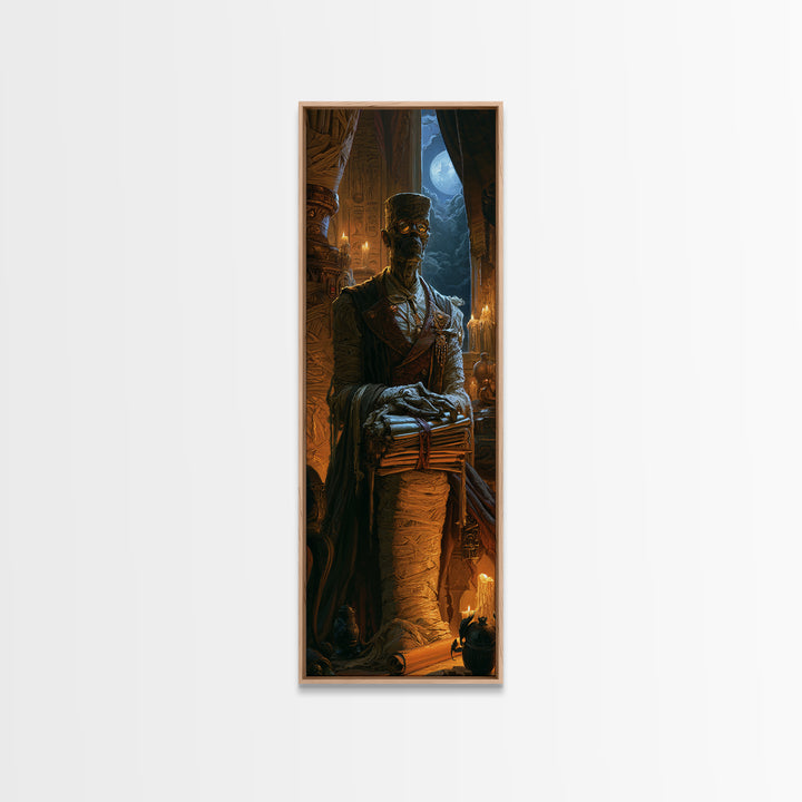 The Desert Archivist, Victorian Mummy Portrait, Tall Narrow Canvas Print, Dark Academia Decor, Canvas Print, Classic Monster Art