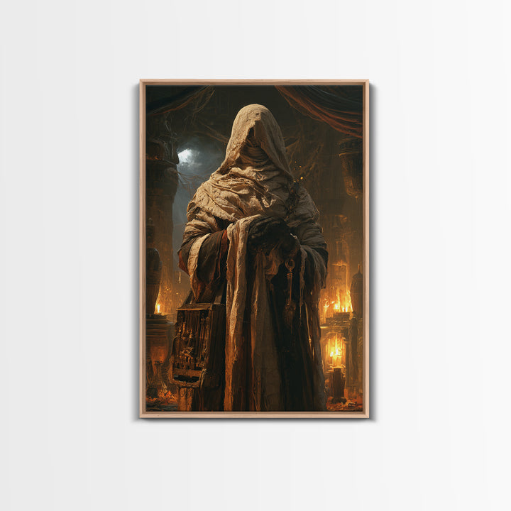 The Moonlit Embalmer, Victorian Mummy Portrait, Vertical Canvas Print, Macabre Home Decor, Canvas Print, Classic Monster Art