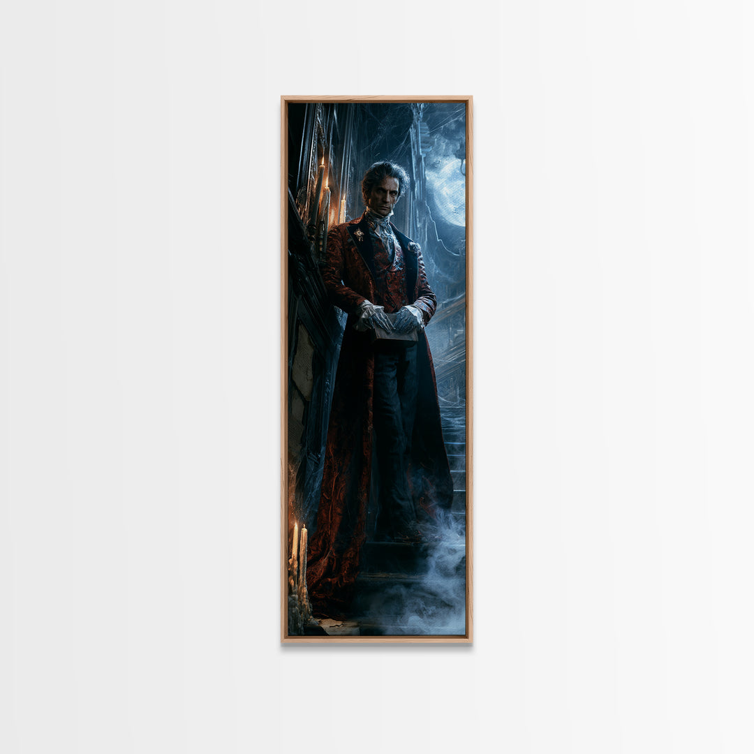 The Library Specter, Victorian Ghost Portrait, Tall Narrow Canvas Print, Macabre Home Decor, Canvas Print, Classic Monster Art