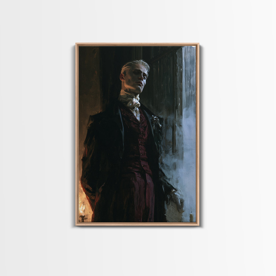 The Ballroom Phantom, Victorian Ghost Portrait, Vertical Canvas Print, Classic Halloween Decor, Gothic Wall Decor, Classic Monster Art
