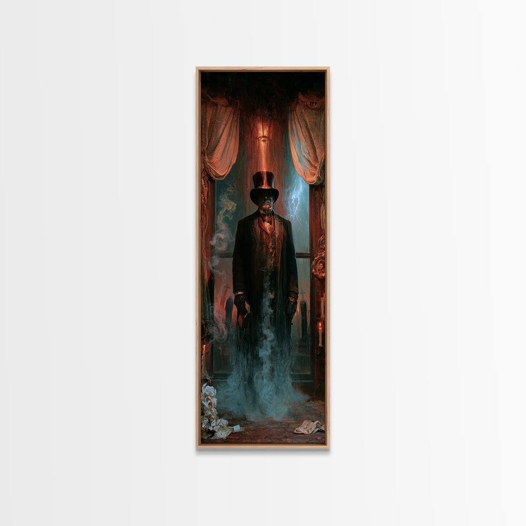 The Railway Ghost, Victorian Ghost Portrait, Tall Narrow Canvas Print, Gothic Home Decor, Halloween Portrait Art, Classic Monster Art