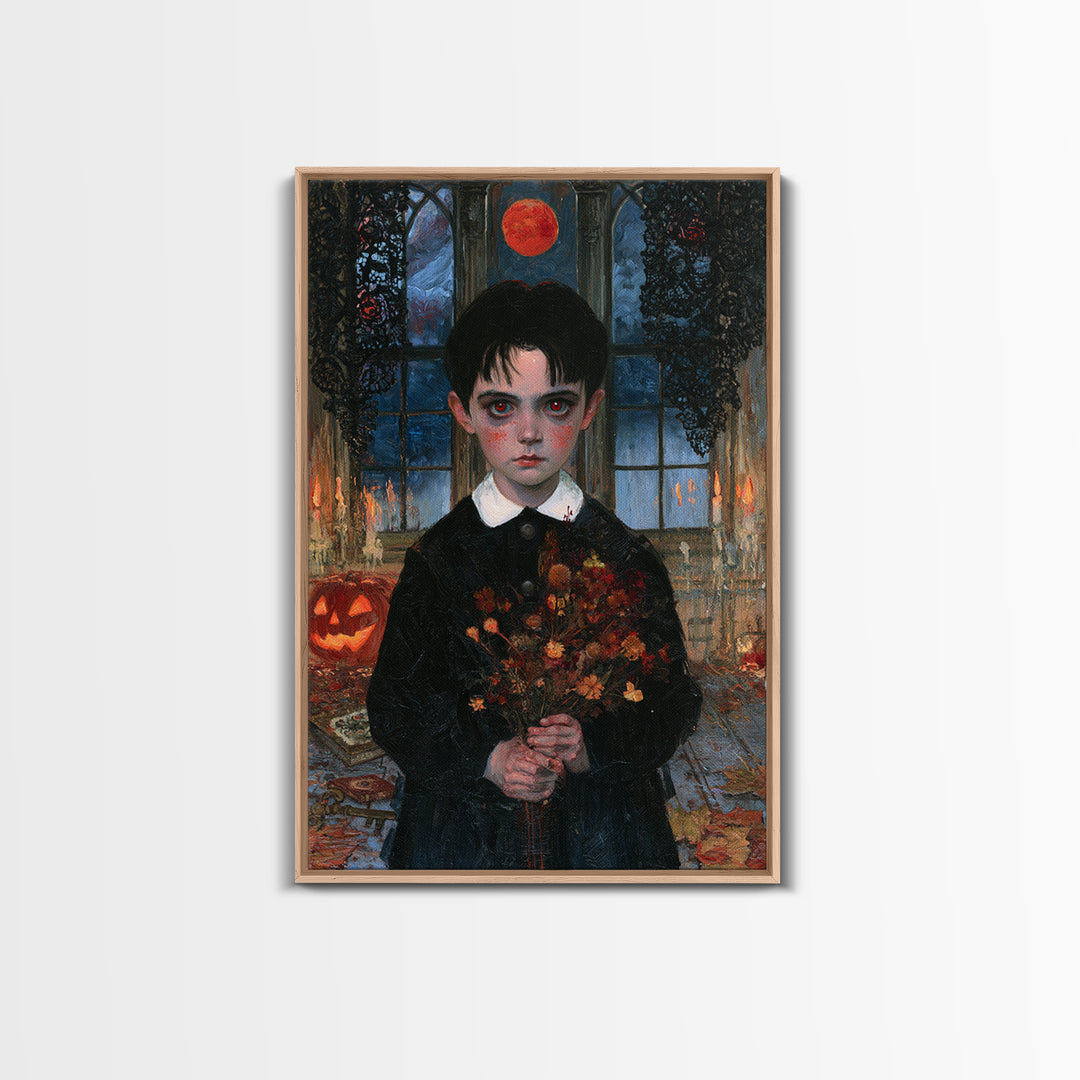 The Churchyard Child, Victorian Ghost Portrait, Vertical Canvas Print, Classic Halloween Decor, Canvas Print, Classic Monster Art