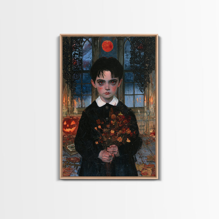 The Churchyard Child, Victorian Ghost Portrait, Vertical Canvas Print, Classic Halloween Decor, Canvas Print, Classic Monster Art