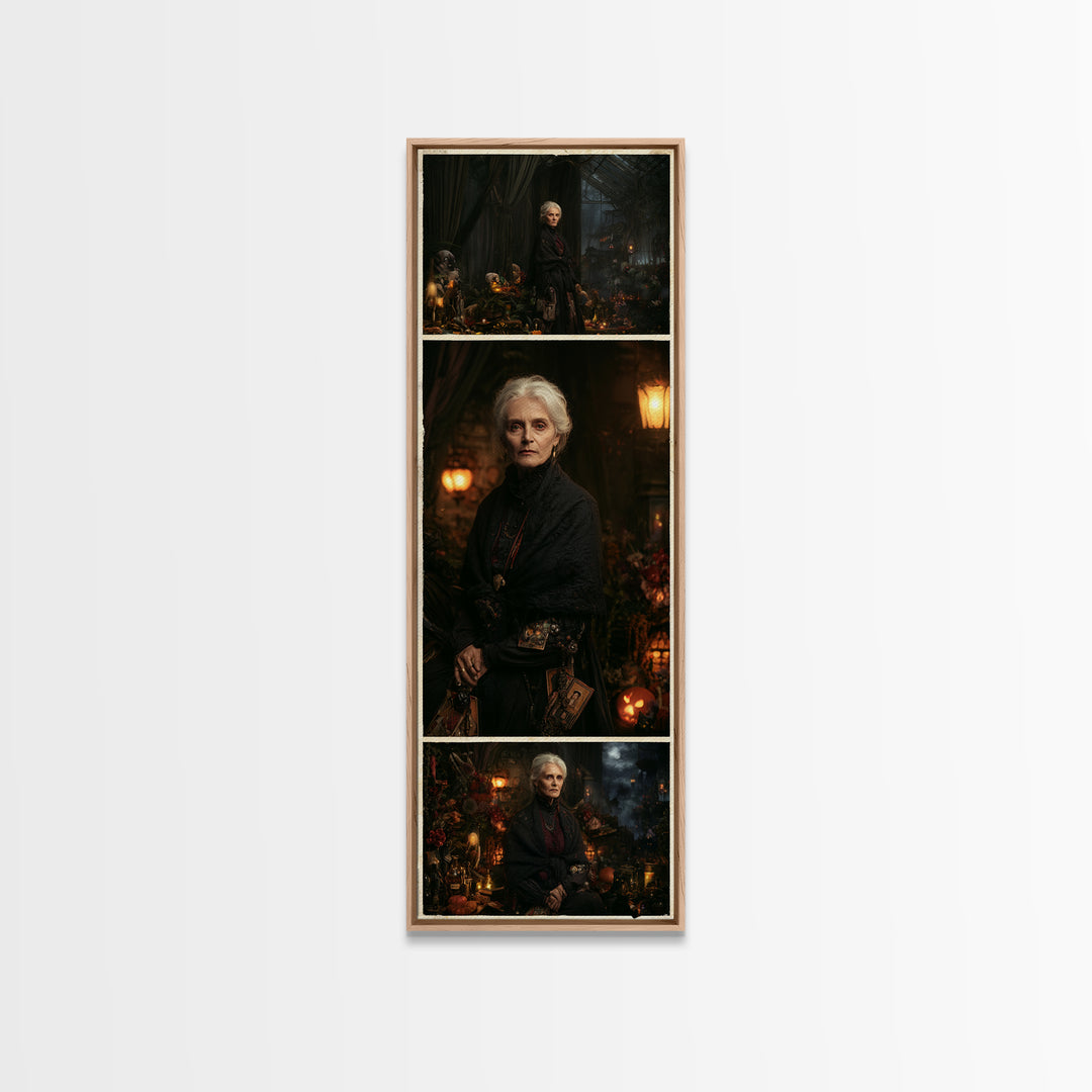 The Sea-Witch Aunt, Victorian Witch Portrait, Tall Narrow Canvas Print, Dark Academia Decor, Antique Horror Decor, Classic Monster Art
