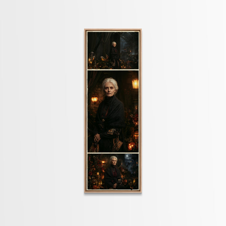 The Sea-Witch Aunt, Victorian Witch Portrait, Tall Narrow Canvas Print, Dark Academia Decor, Antique Horror Decor, Classic Monster Art