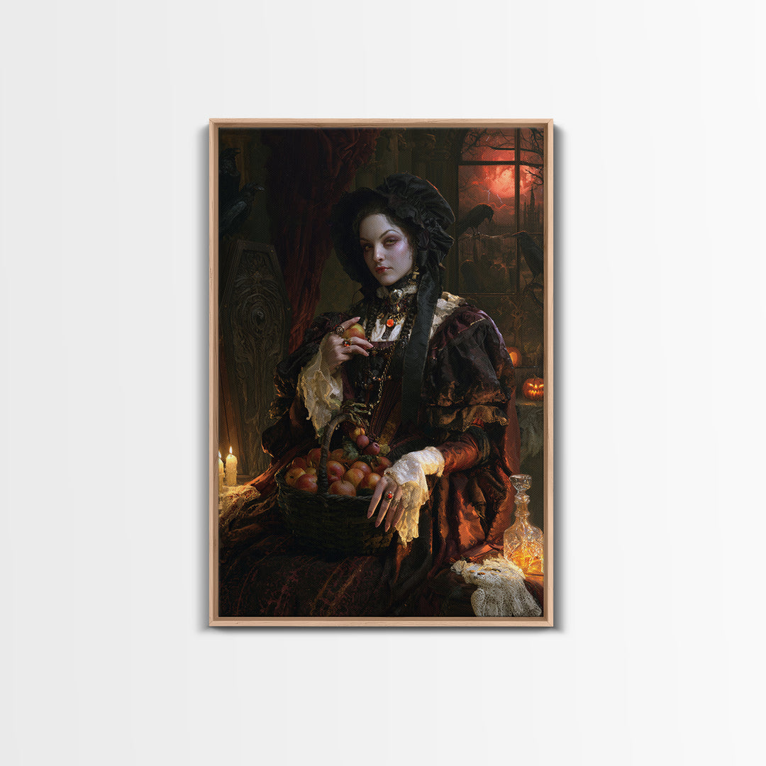 The Orchard Hexer, Victorian Witch Portrait, Vertical Canvas Print, Macabre Home Decor, Halloween Portrait Art, Classic Monster Art