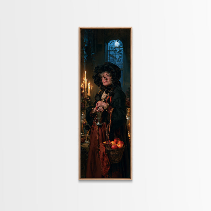 The Orchard Hexer, Victorian Witch Portrait, Tall Narrow Canvas Print, Macabre Home Decor, Spooky Season Decor, Classic Monster Art