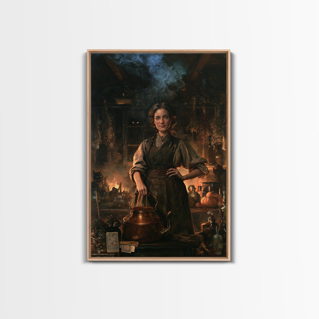 The Kitchen Witch, Victorian Witch Portrait, Vertical Canvas Print, Macabre Home Decor, Halloween Portrait Art, Classic Monster Art