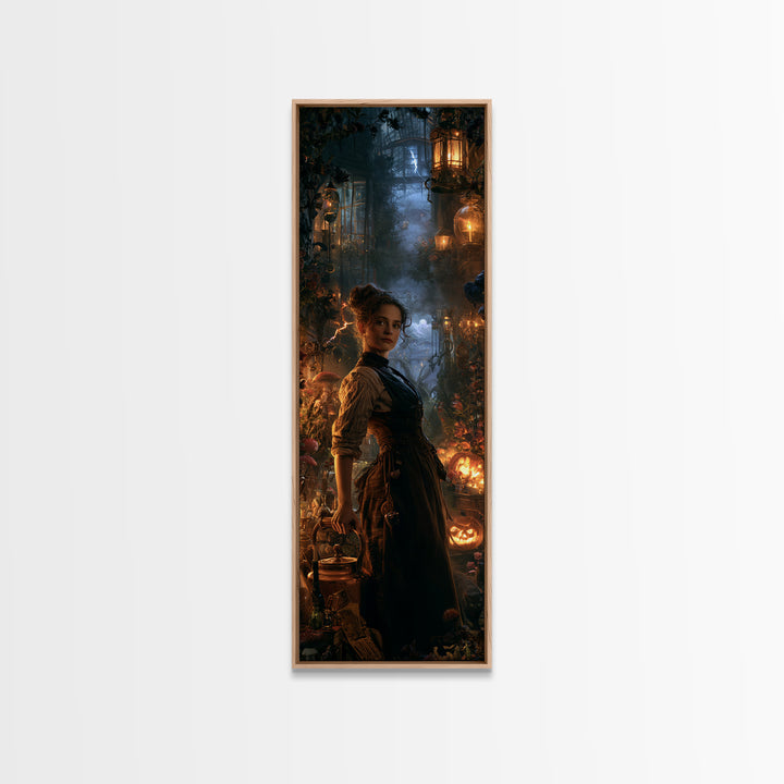 The Kitchen Witch, Victorian Witch Portrait, Tall Narrow Canvas Print, Gothic Home Decor, Gothic Wall Decor, Classic Monster Art