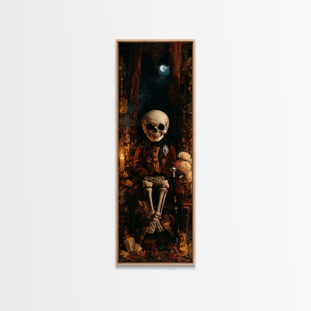 The Ossuary Child, Victorian Skeleton Portrait, Tall Narrow Canvas Print, Gothic Home Decor, Gothic Wall Decor, Classic Monster Art
