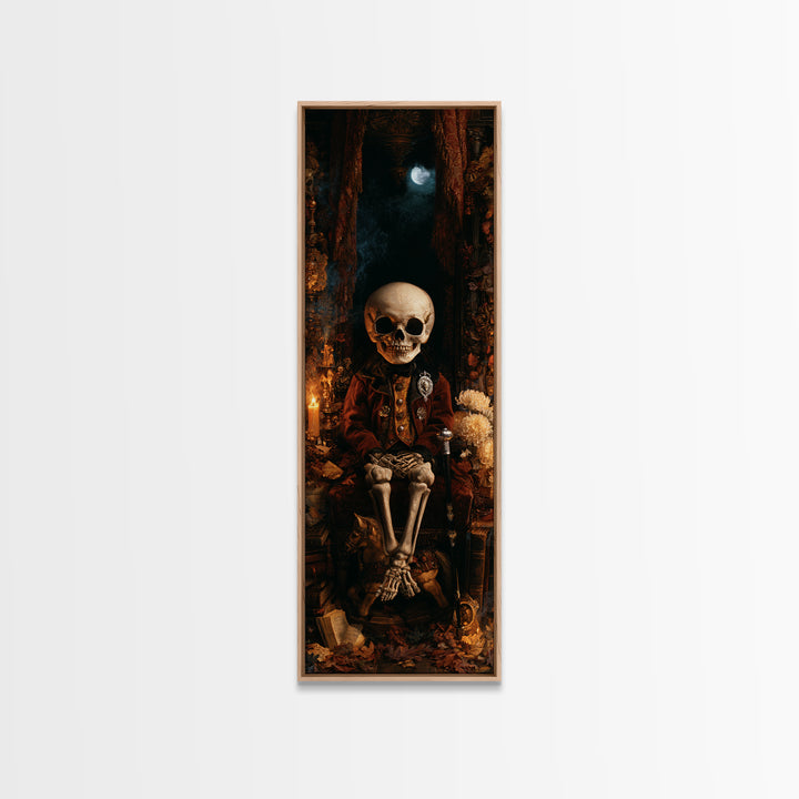 The Ossuary Child, Victorian Skeleton Portrait, Tall Narrow Canvas Print, Gothic Home Decor, Gothic Wall Decor, Classic Monster Art