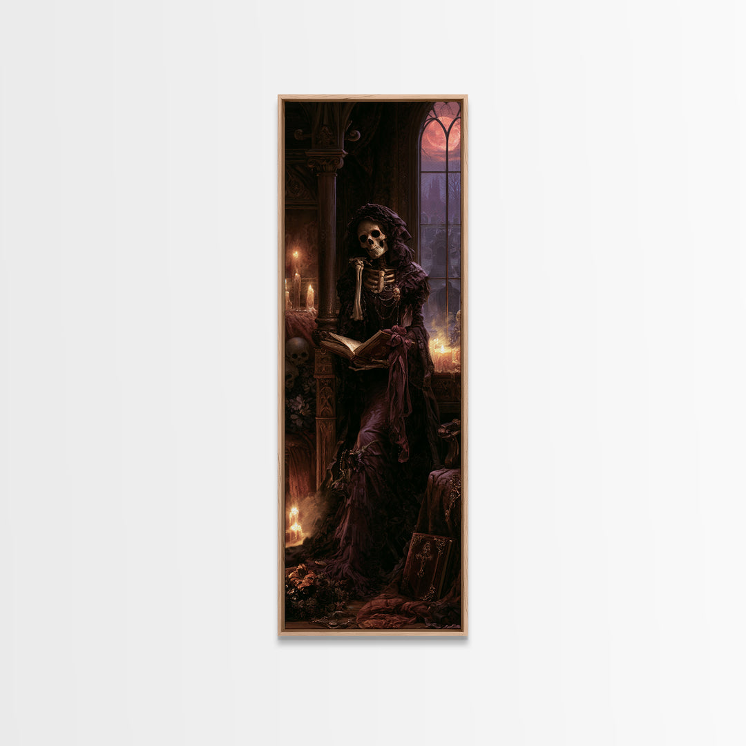 The Ballad-Singer Skeleton, Victorian Skeleton Portrait, Tall Narrow Canvas Print, Gothic Home Decor, Classic Monster Art